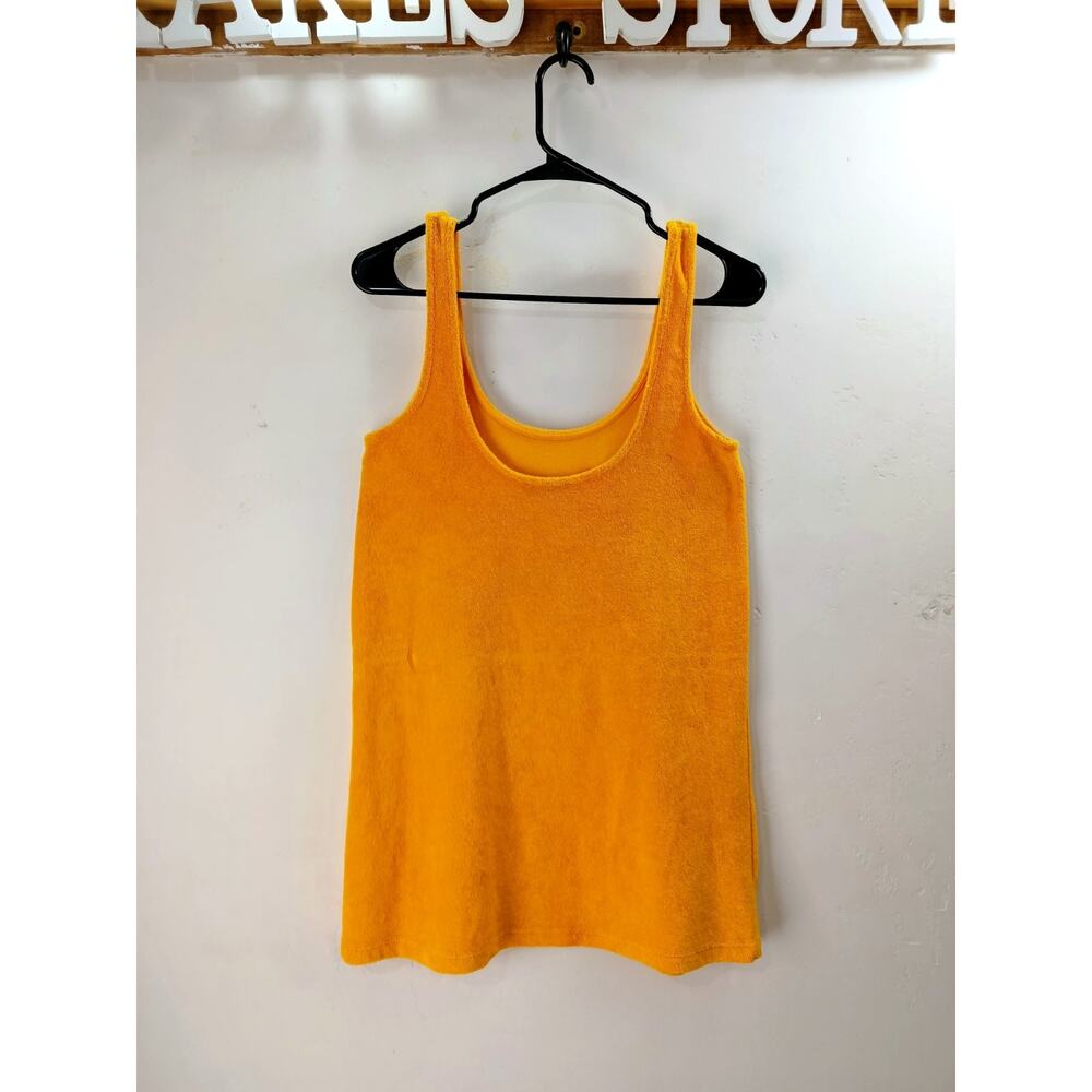 Zara Terry Cloth Tank Mini Dress Yellow Cover Up Small Beachy Vacation - Picture 5 of 12